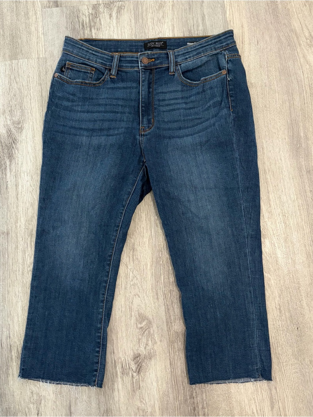 Judy Blue Skinny Capri Jeans Womens 11/30 Blue Medium Distressed Stretch Denim